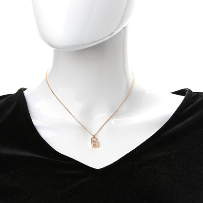 Hermes 18K Rose Gold Diamond Amulettes Cadenas Pendant Necklace 2 of 5