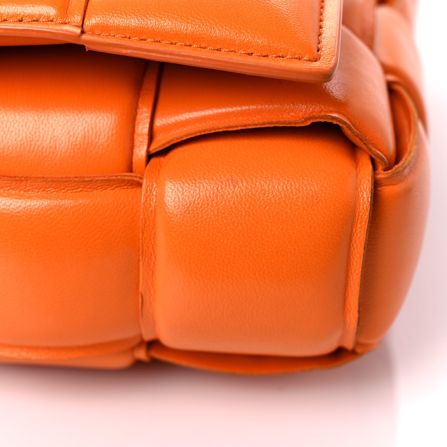 Nappa Maxi Intreccio Padded Cassette Crossbody Bag Orange