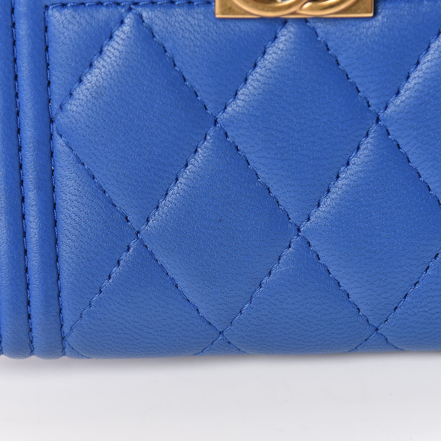Chanel Lambskin Quilted Boy Zip Around Coin Purse Wallet Blue 12 of 12