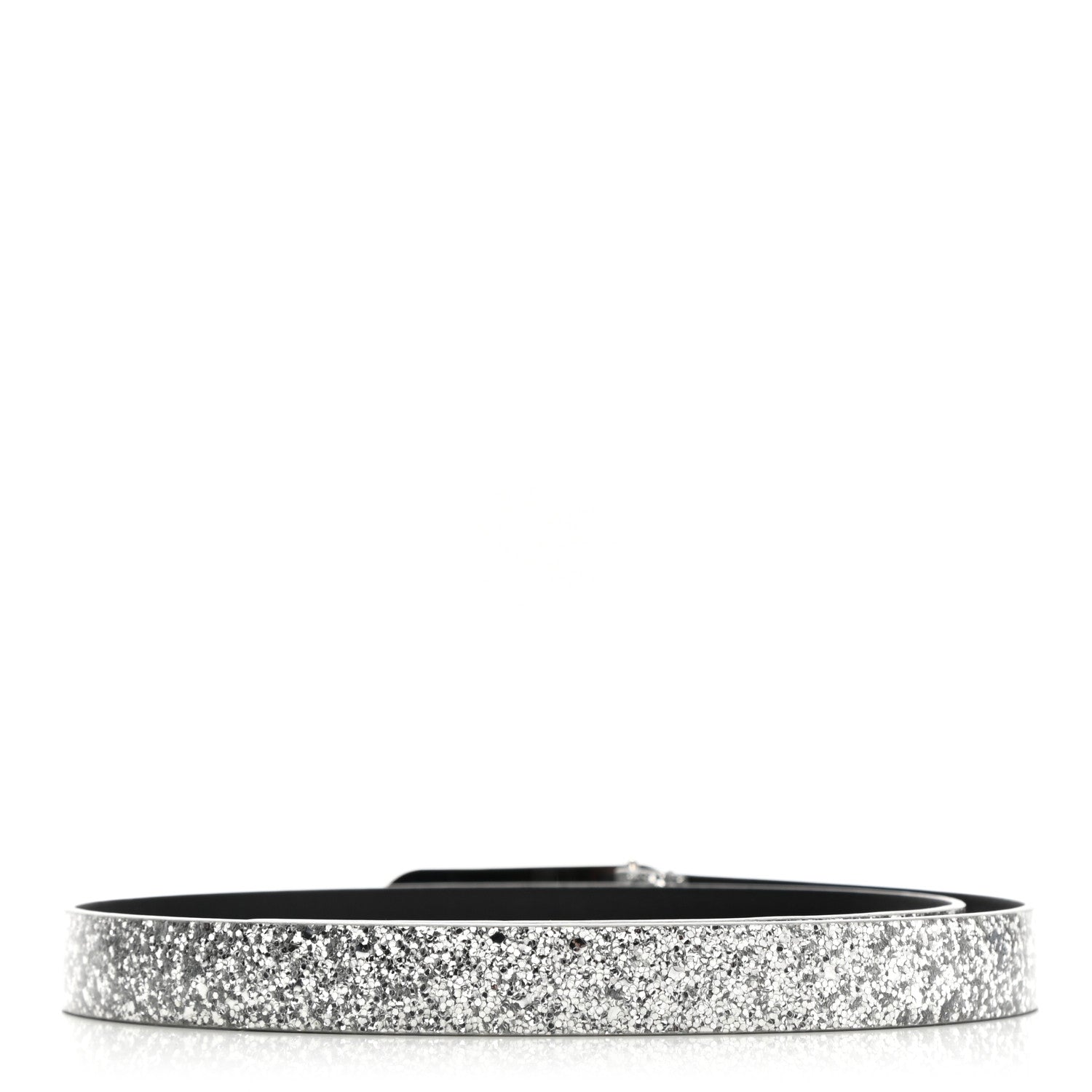 Chanel Glitter Calfskin CC Logo Skinny Belt 70 28 Silver 2 of 8
