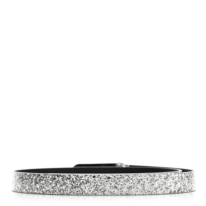 Chanel Glitter Calfskin CC Logo Skinny Belt 70 28 Silver 2 of 8