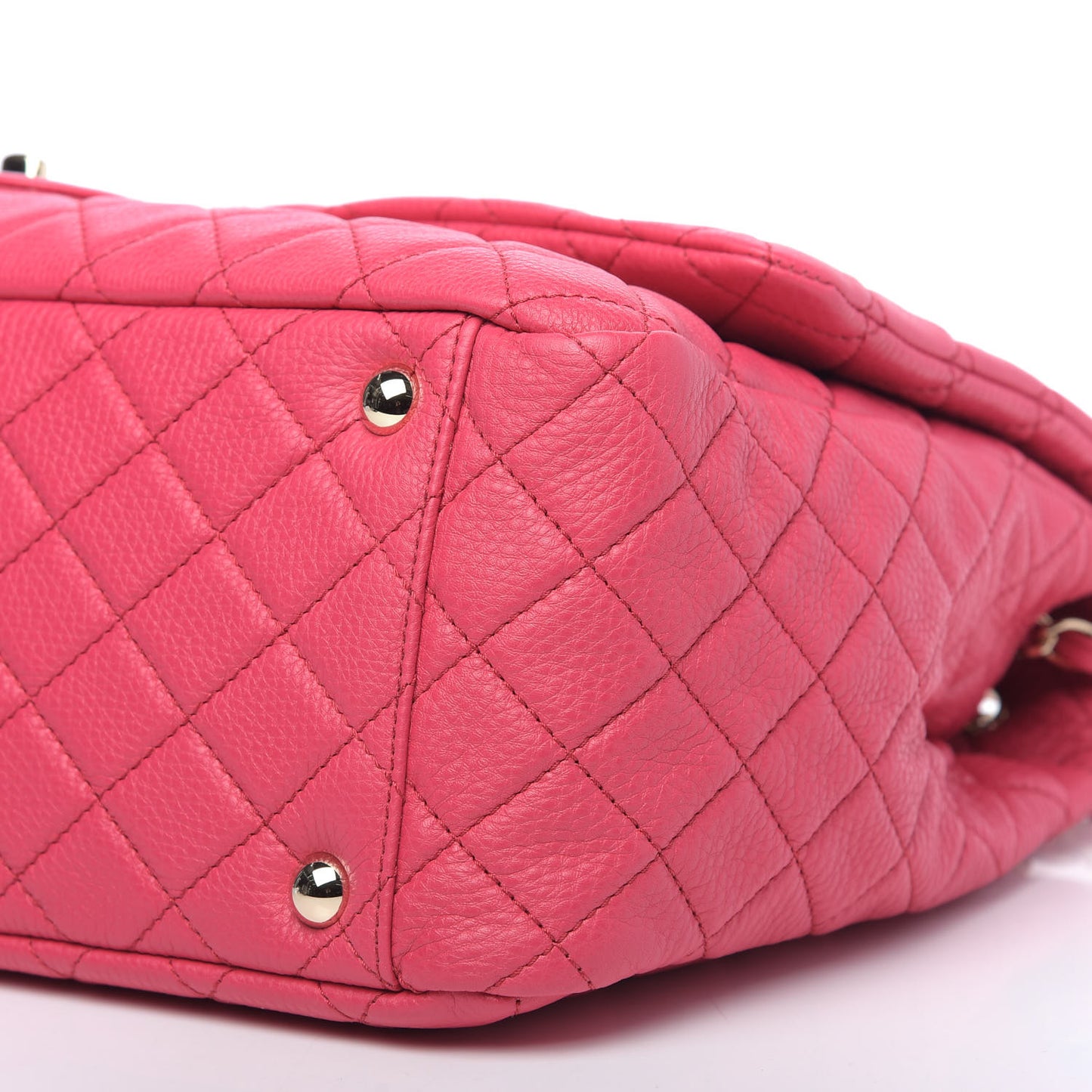 Calfskin Quilted XXL Travel Flap Bag Dark Pink