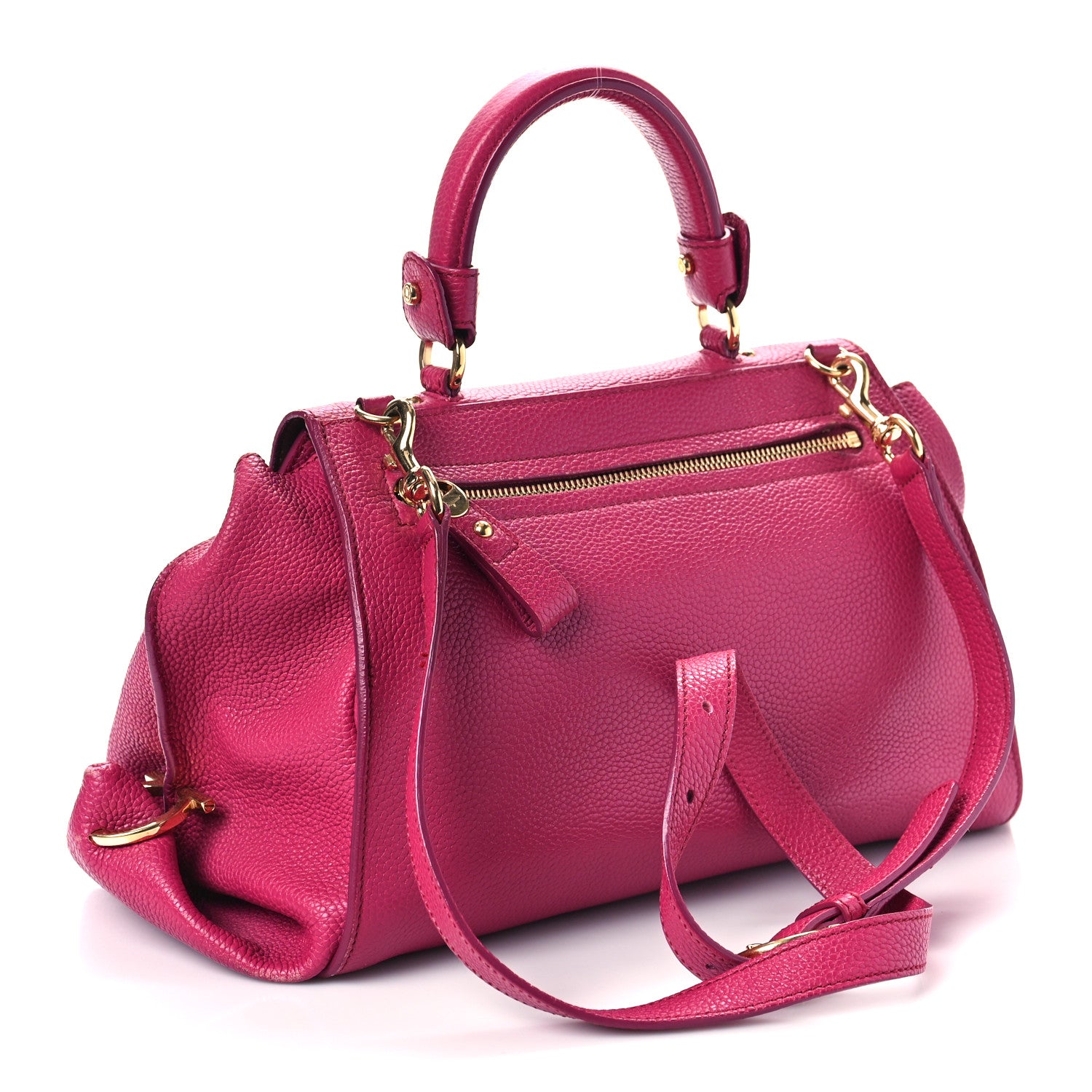 Salvatore Ferragamo Grained Calfskin Sofia Satchel Pink 3 of 15
