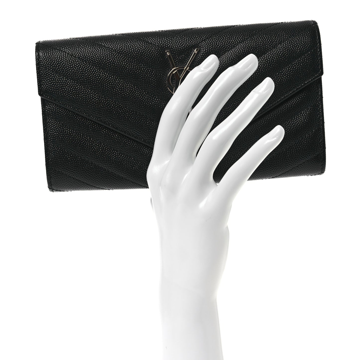Grain De Poudre Matelasse Chevron Monogram Flap Wallet Black