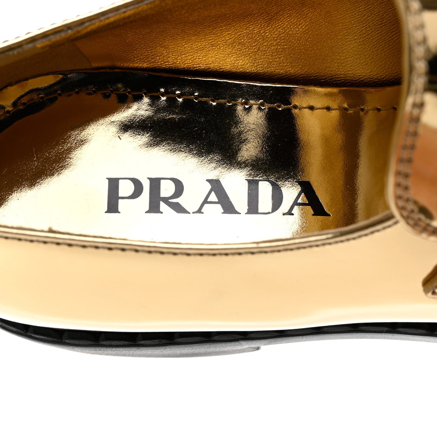 Metallic Brushed Calfskin Metal Triangle Logo 50mm Loafers 39 Platino