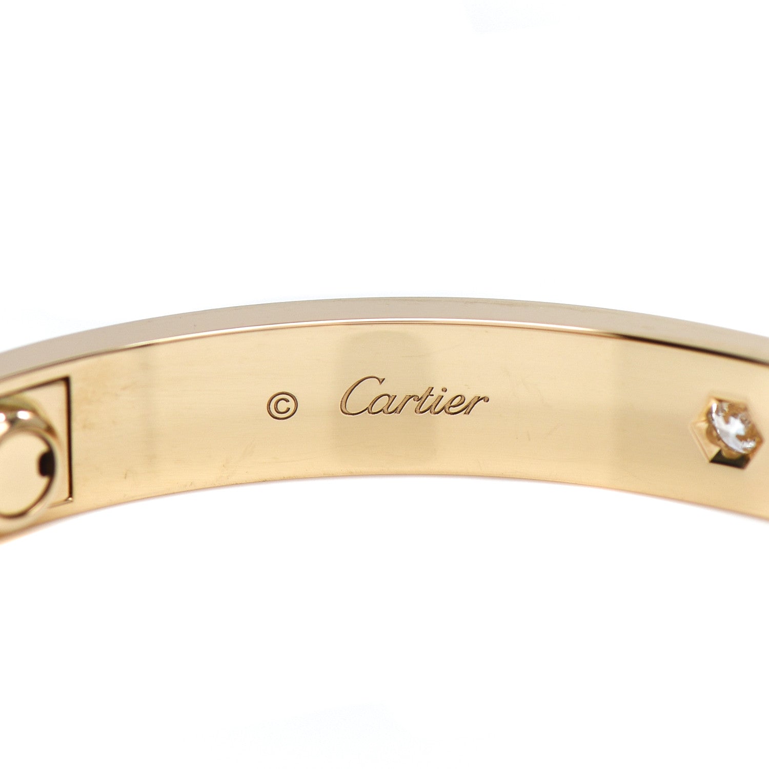 Cartier 18K Yellow Gold 4 Diamond LOVE Bracelet 17 4 of 5