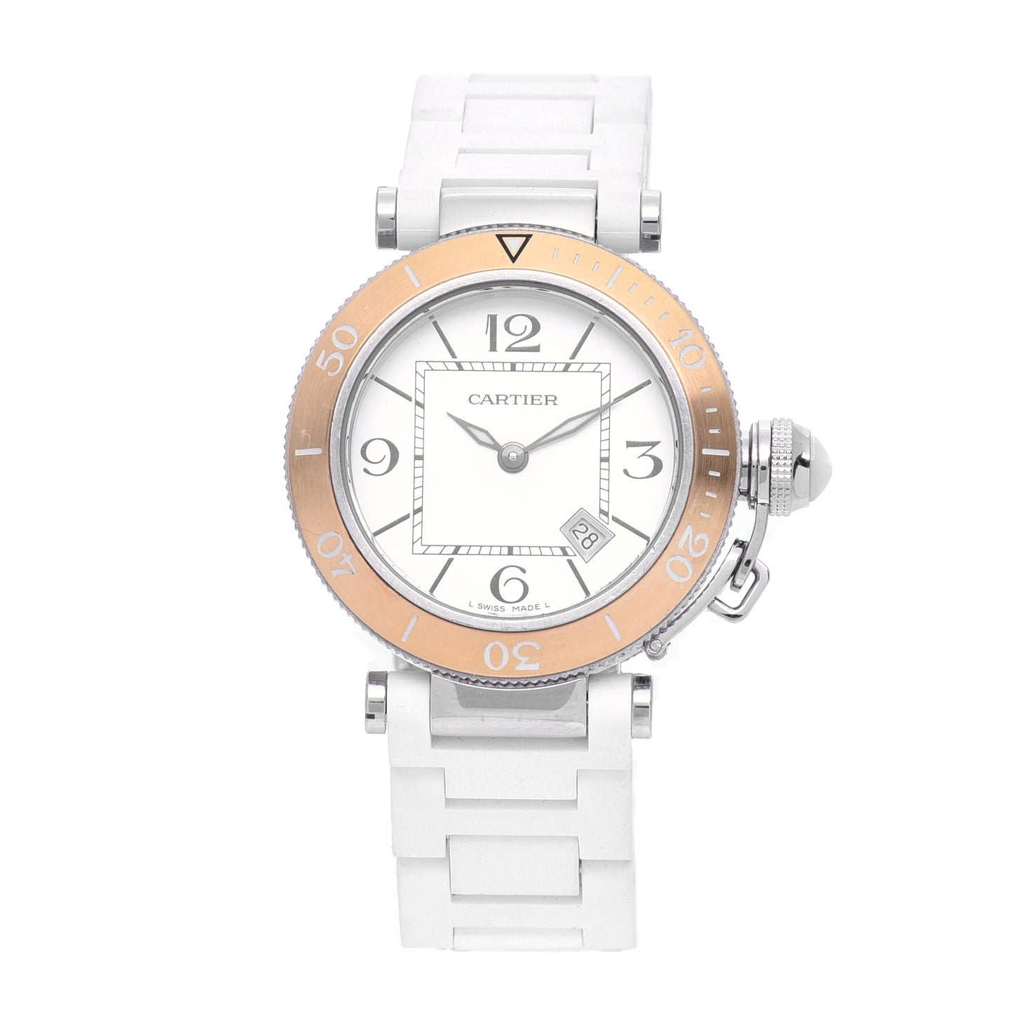 Stainless Steel 18K Pink Gold Rubber 33mm Pasha C Seatimer Quartz Watch