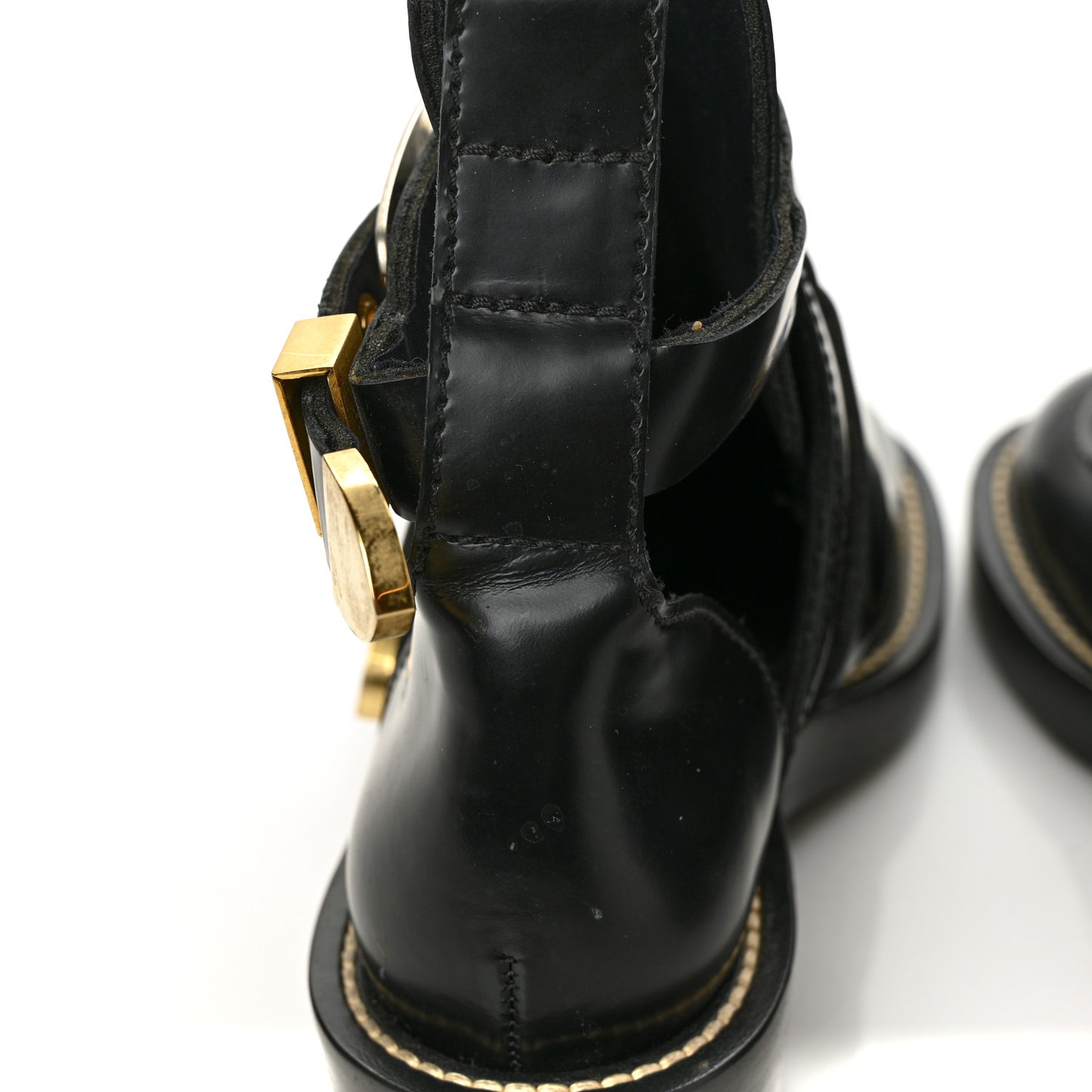 Brushed Calfskin Ceinture Ankle Boots 36.5 Black