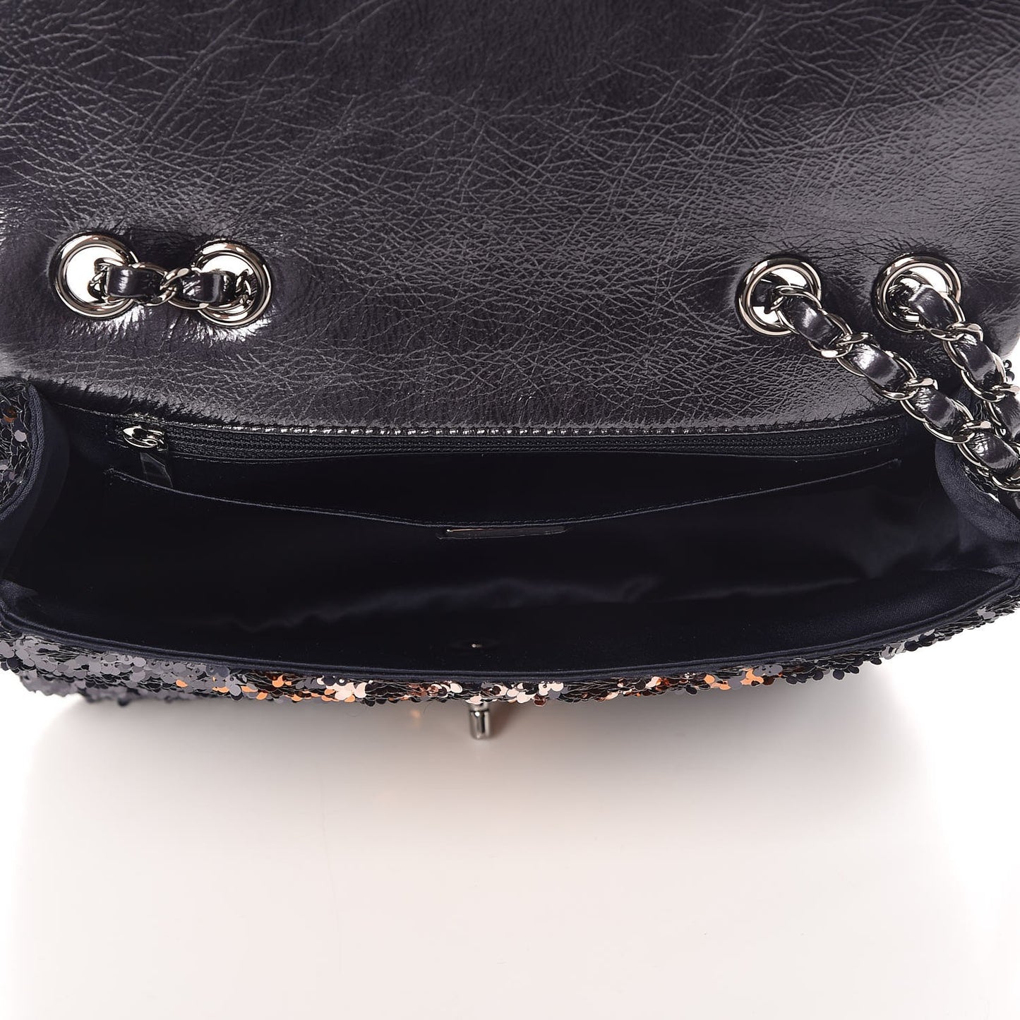 Sequin Medium Single Flap Bronze Black