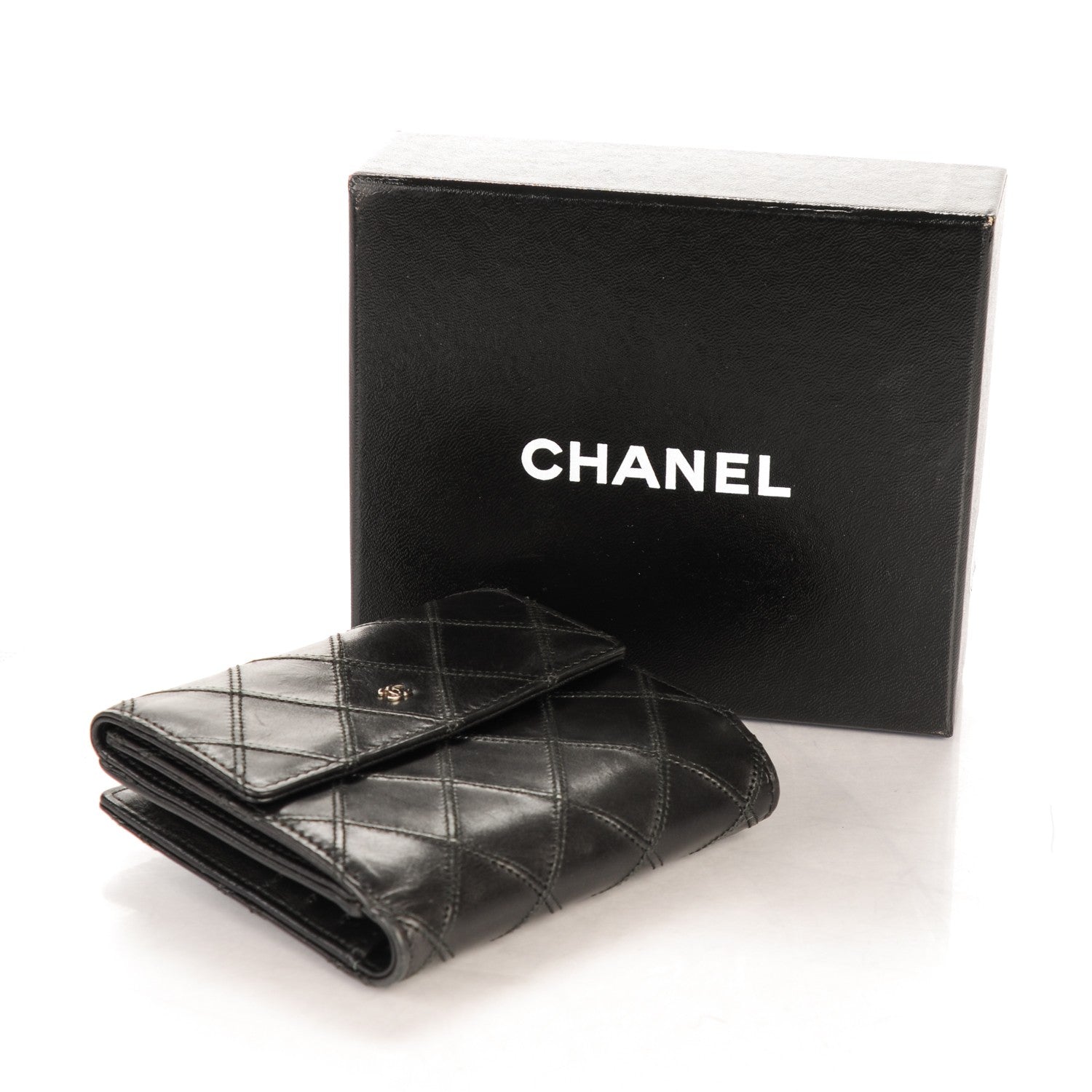 Chanel Lambskin Stitched French Wallet Black 5 of 10