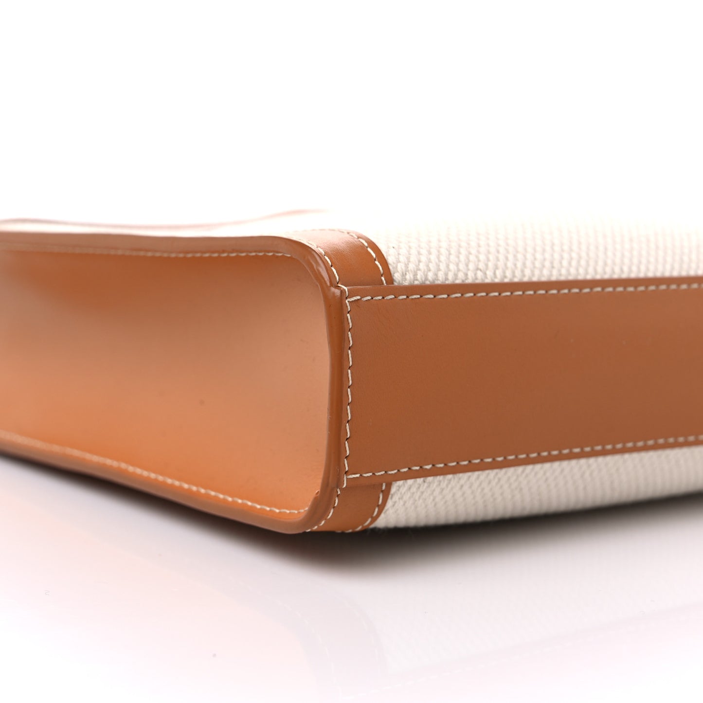 Canvas Calfskin Mini Vertical Cabas Natural Tan