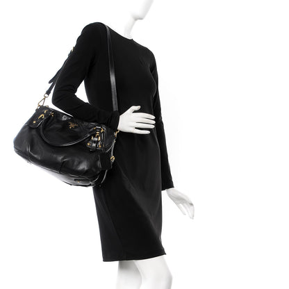 Prada Soft Calf Shoulder Bag Black 3 of 13