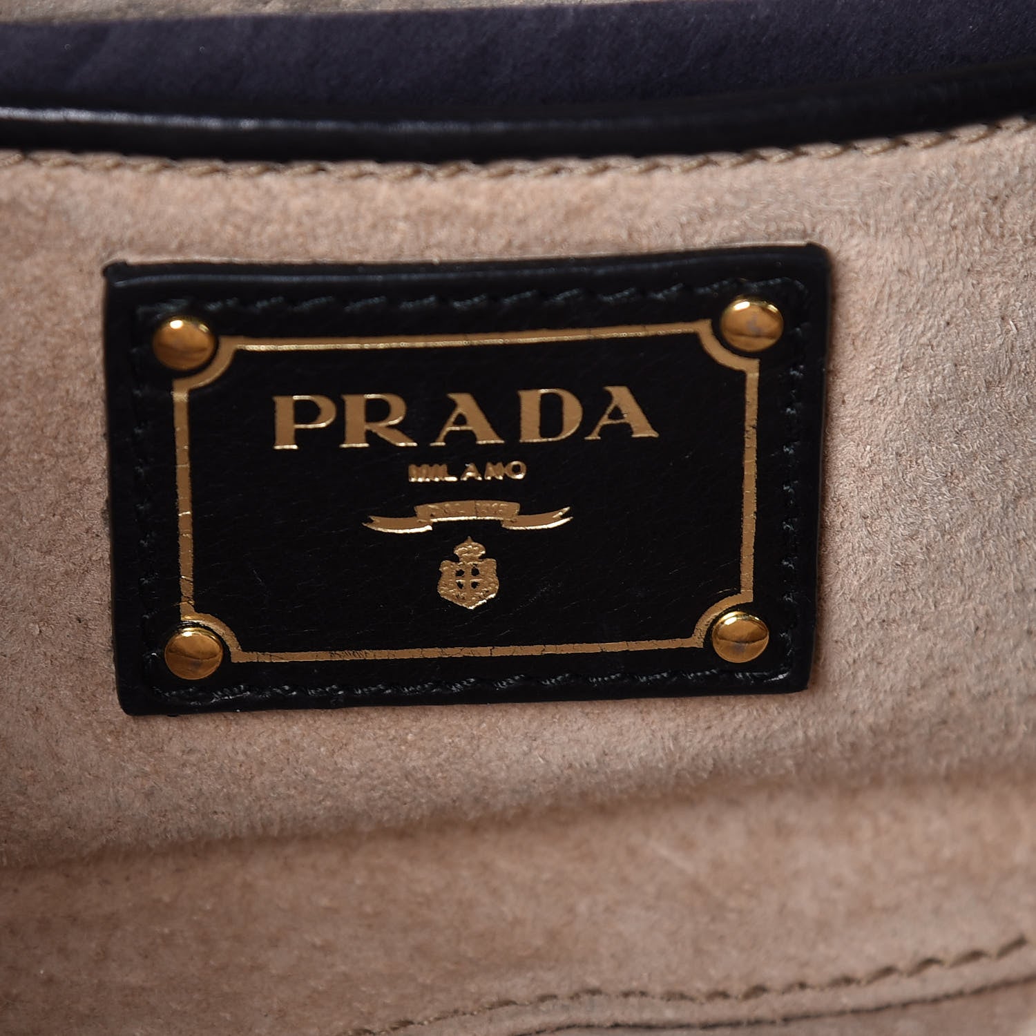 Prada Glace Calf Studded Pushlock Chain Shoulder Bag Black 6 of 11