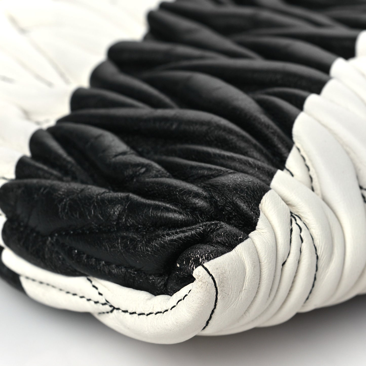 Nappa Matelasse Striped Shoulder Bag Black White