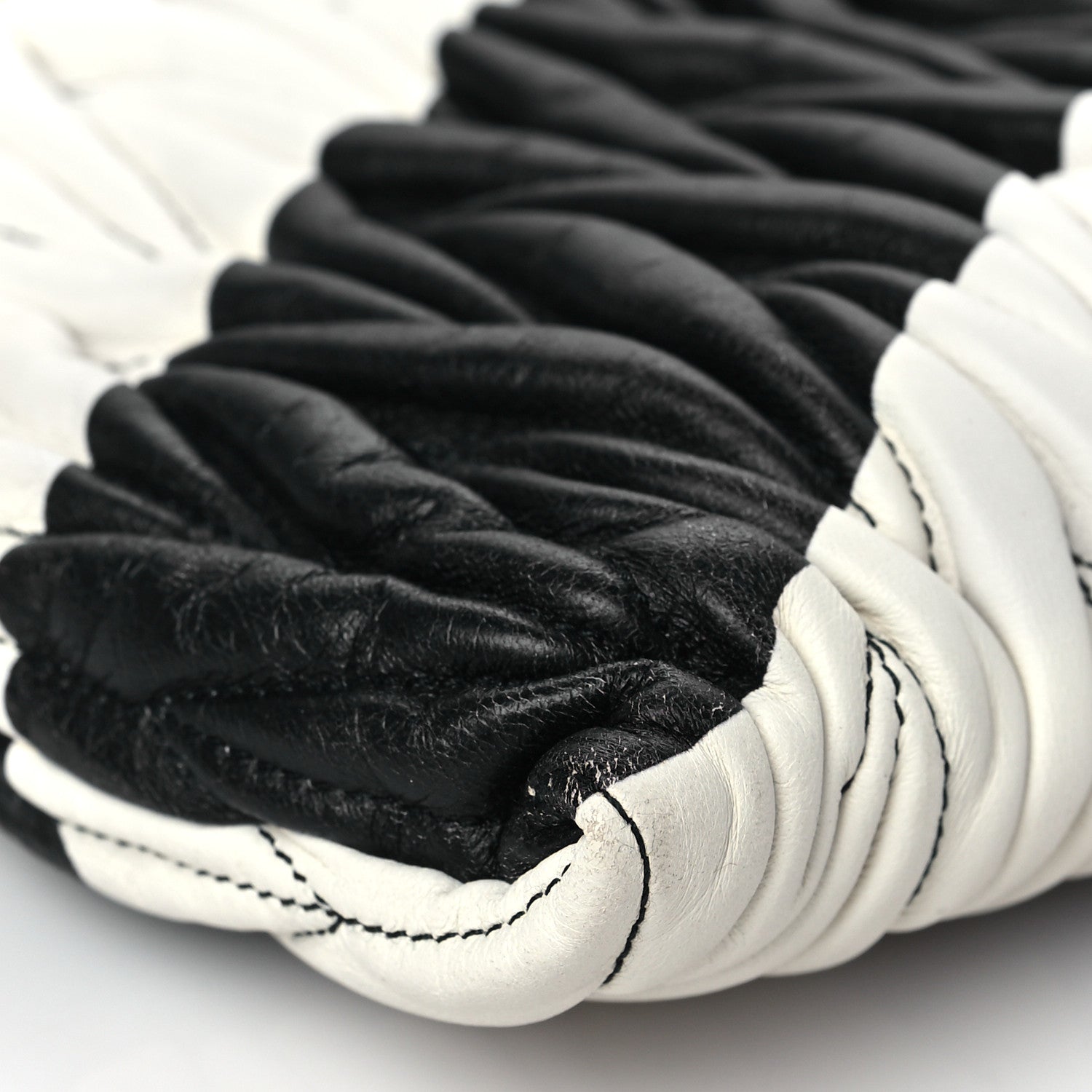 Miu Miu Nappa Matelasse Striped Shoulder Bag Black White 9 of 10