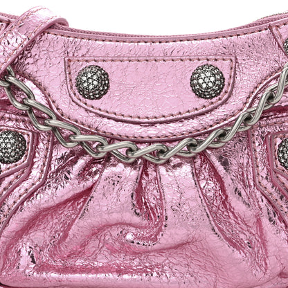 Balenciaga Metallic Agneau Arena Crystal Le Cagole Mini Purse With Chain Met Pink 9 of 11
