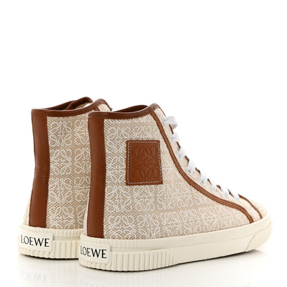 Loewe Jacquard Anagram Calfskin High Top Sneakers 38 Natural White 4 of 8