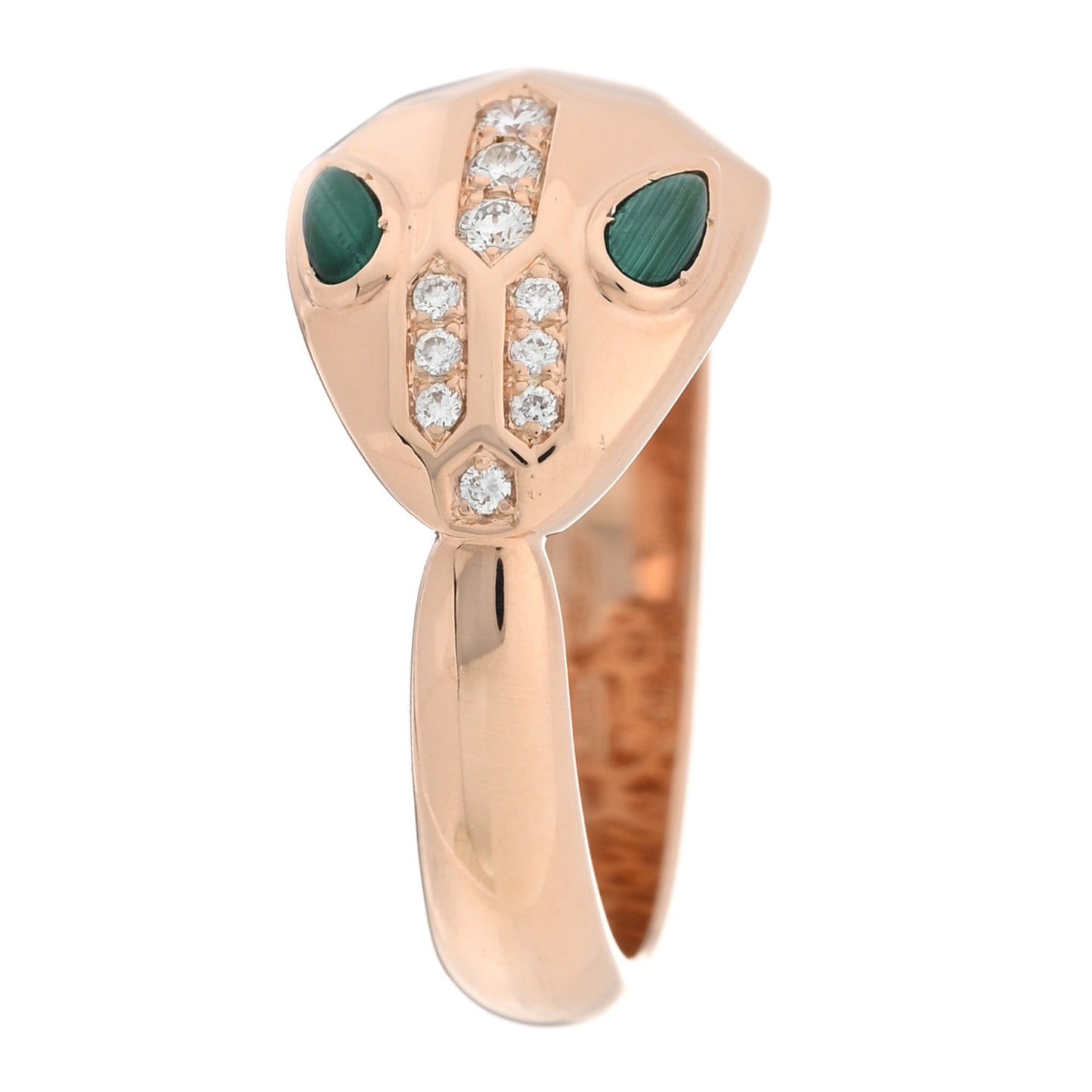 18K Rose Gold Diamond Malachite Serpenti Ring 53 6.5