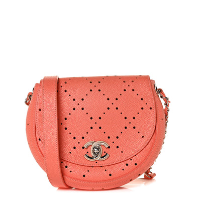 Chanel Caviar Perforated Messenger Bag Coral 1 of 7