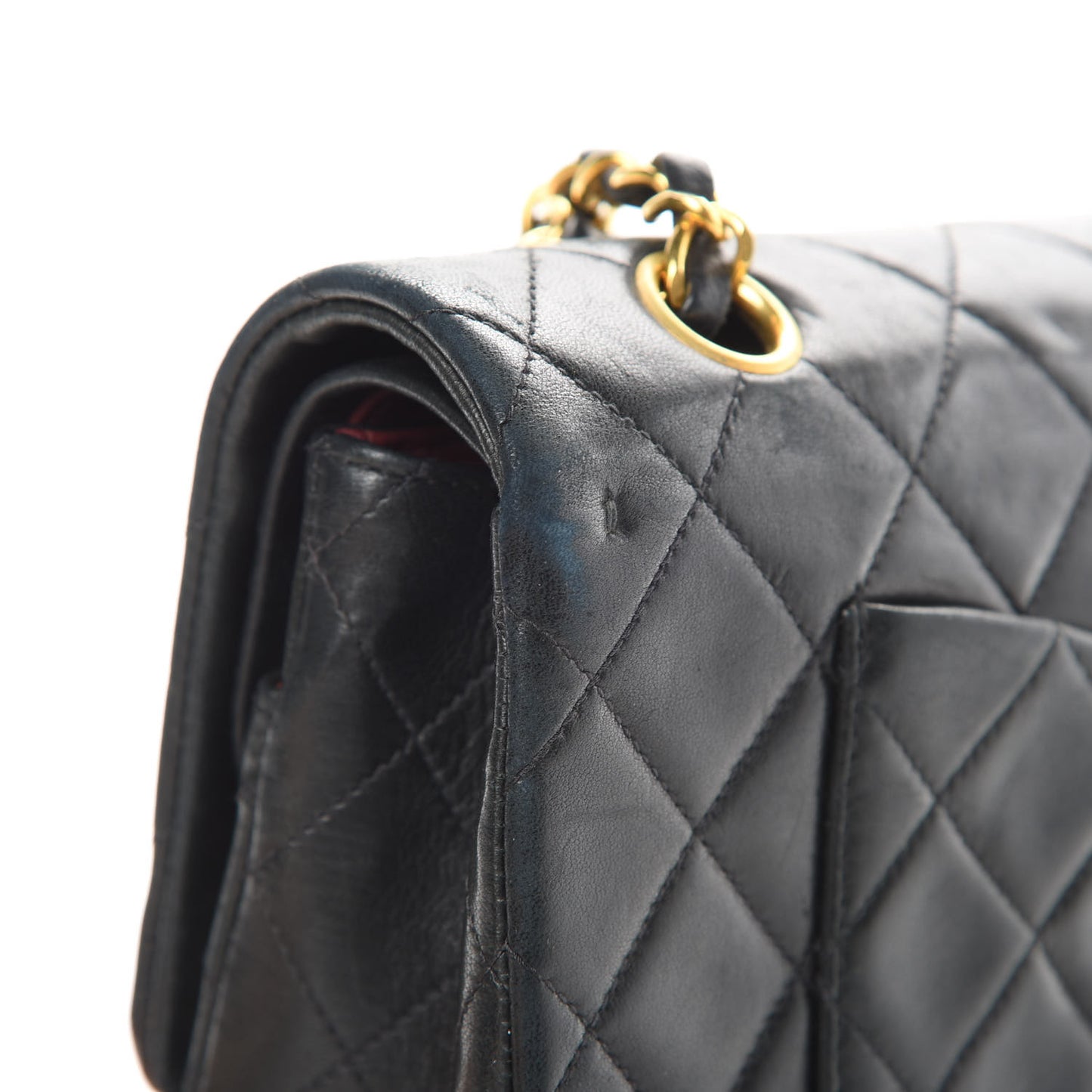Lambskin Quilted Medium Double Flap Black