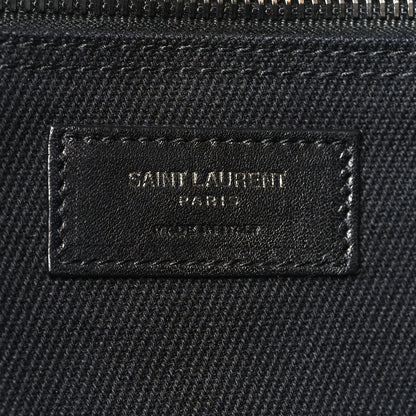 Saint Laurent Linen Calfskin Rive Gauche Tote Black 6 of 10