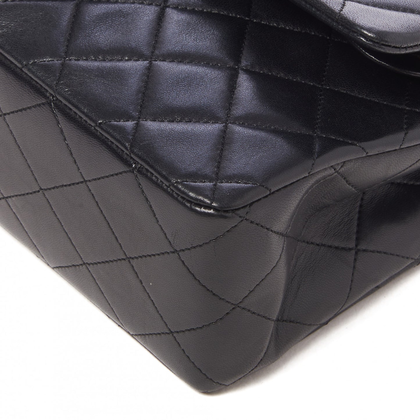 Lambskin Quilted Medium Double Flap Black