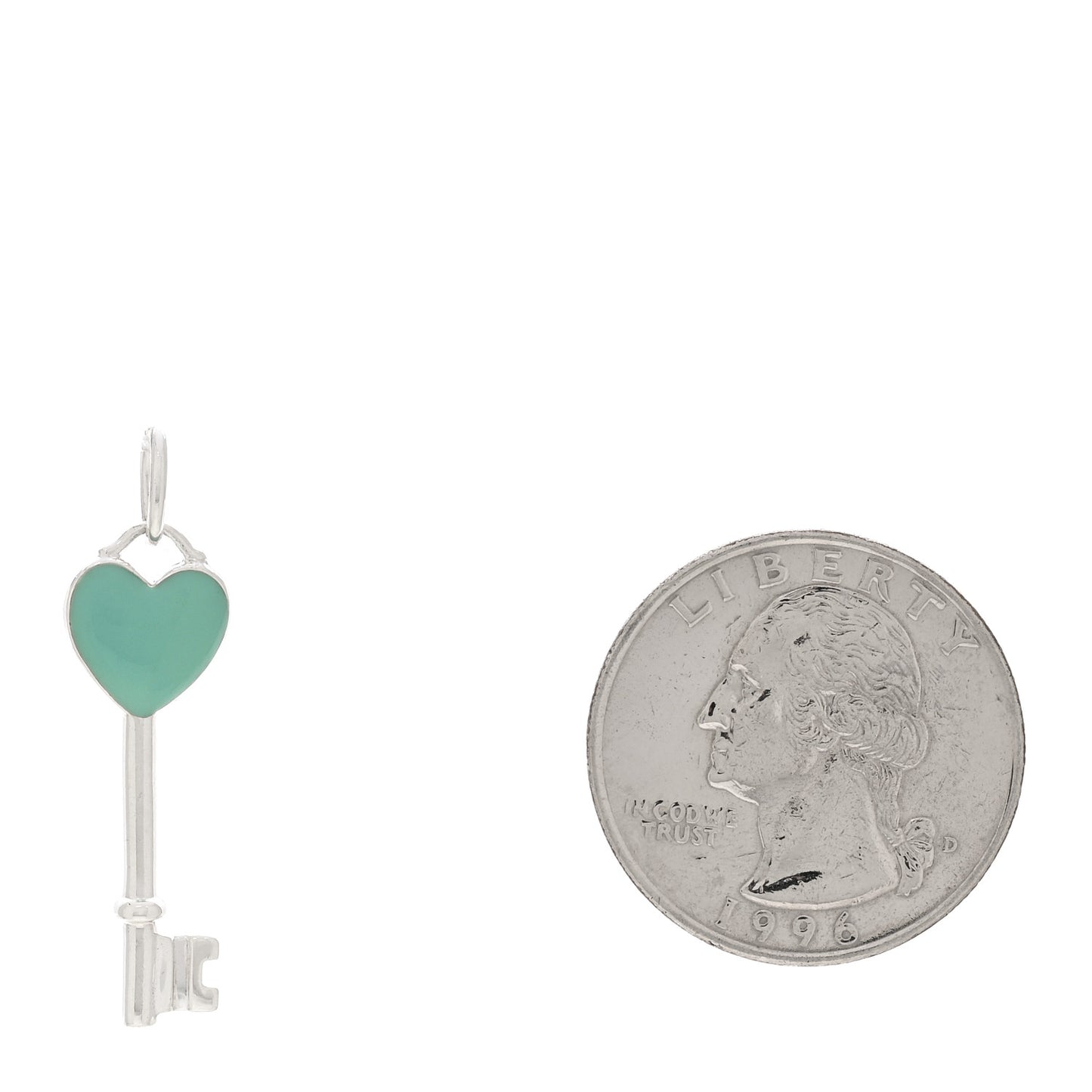Sterling Silver Enamel Heart Key Pendant Blue