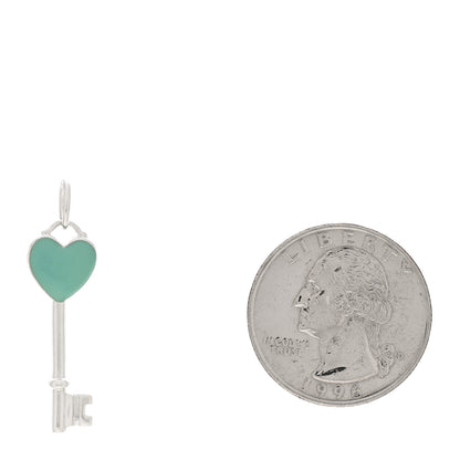Tiffany Sterling Silver Enamel Heart Key Pendant Blue 2 of 3