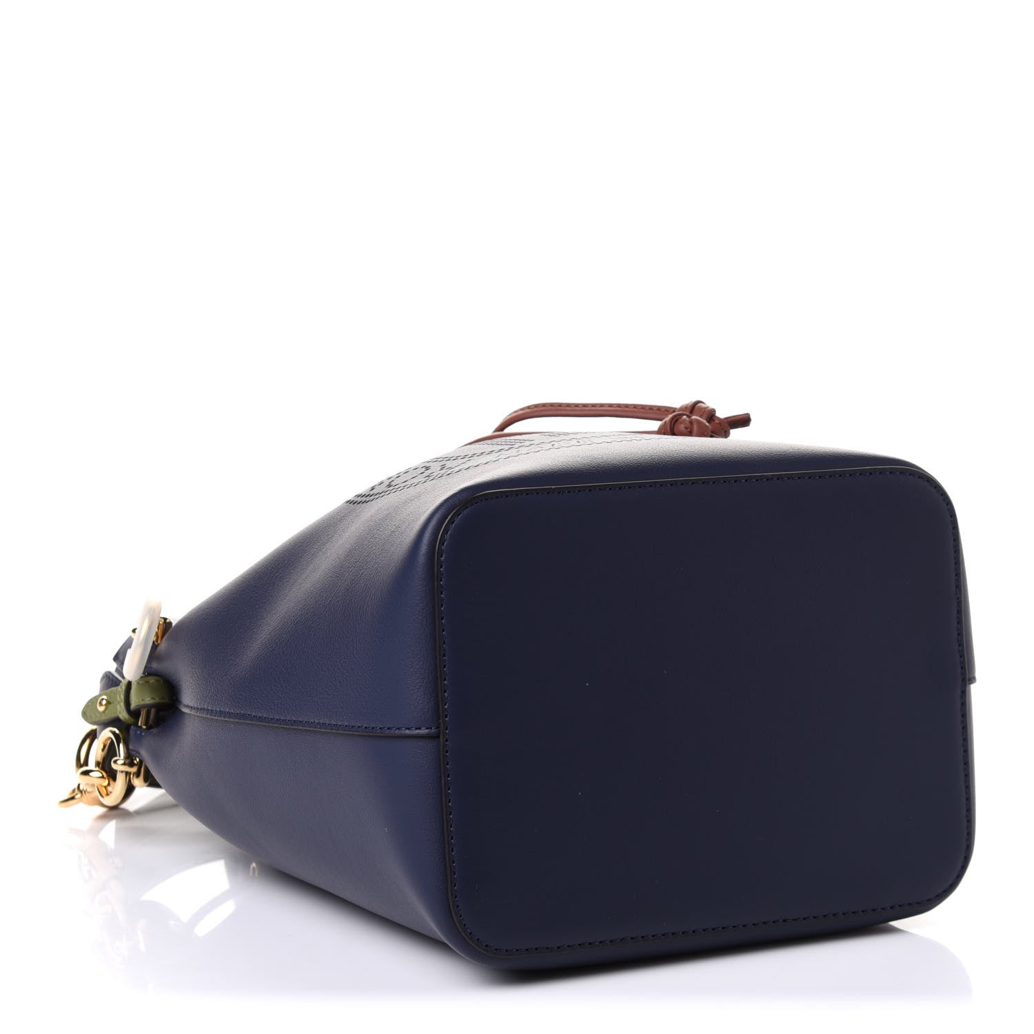 Fendi Vitello Grace F is Fendi Stamp Patch Perforated Small Mon Tresor Bucket Bag Blueberry 7 of 13