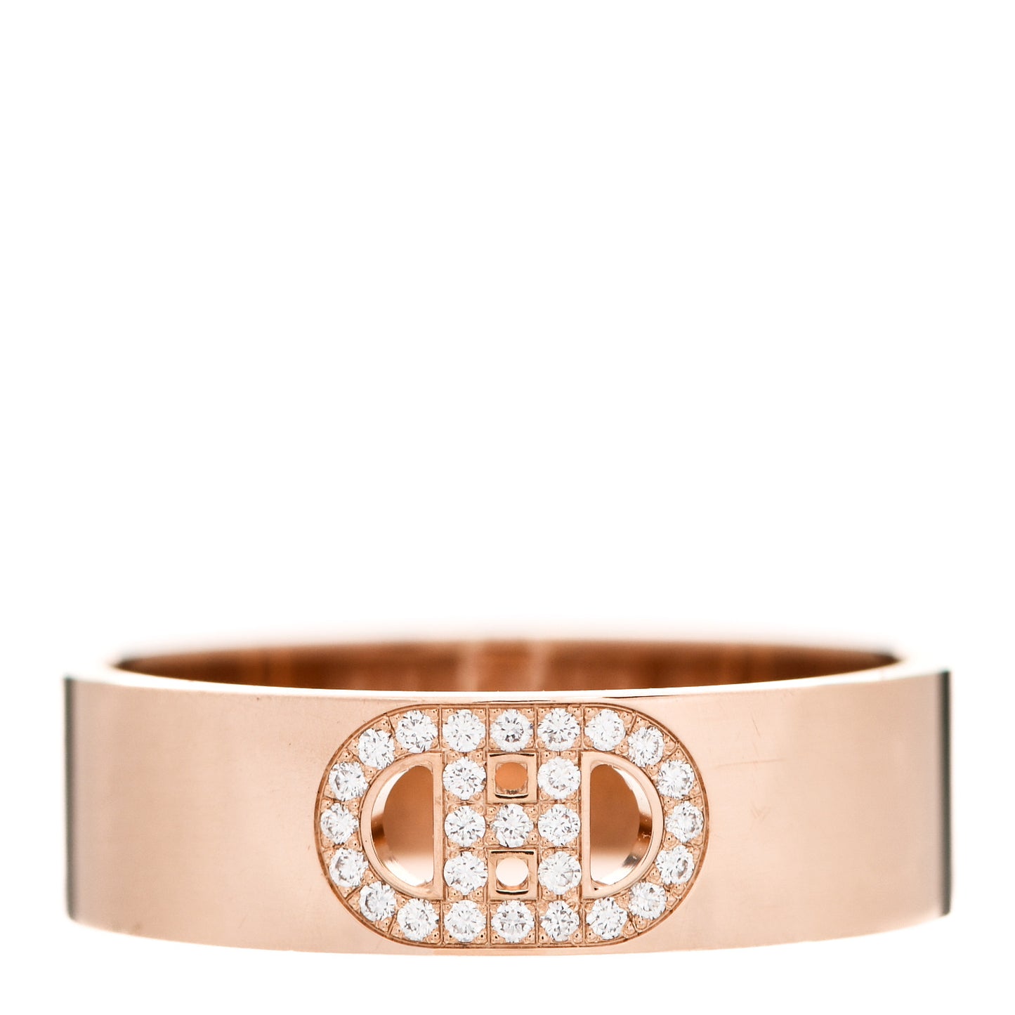 18K Rose Gold Diamond PM H D'Ancre Ring 54 6.75