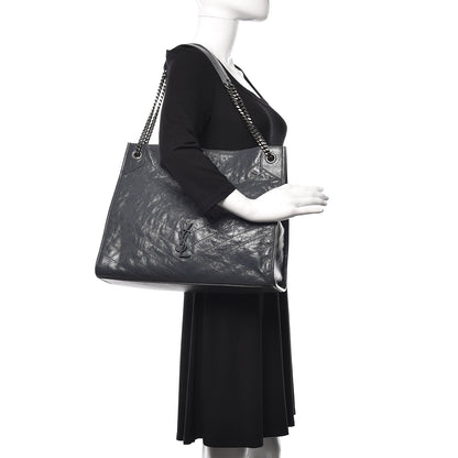 Saint Laurent Crinkled Calfskin Matelasse Monogram Niki Shoulder Bag Storm 2 of 10