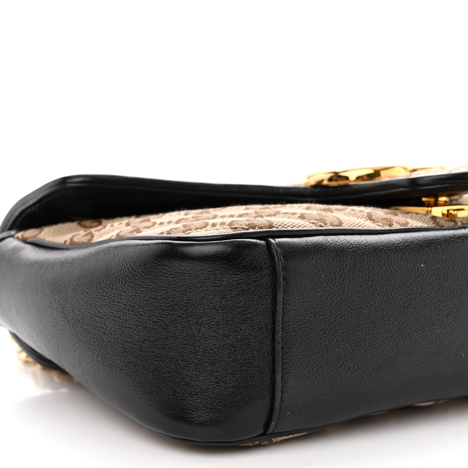 Gucci Monogram Matelasse Diagonal Small GG Marmont Shoulder Bag Beige Black 8 of 9