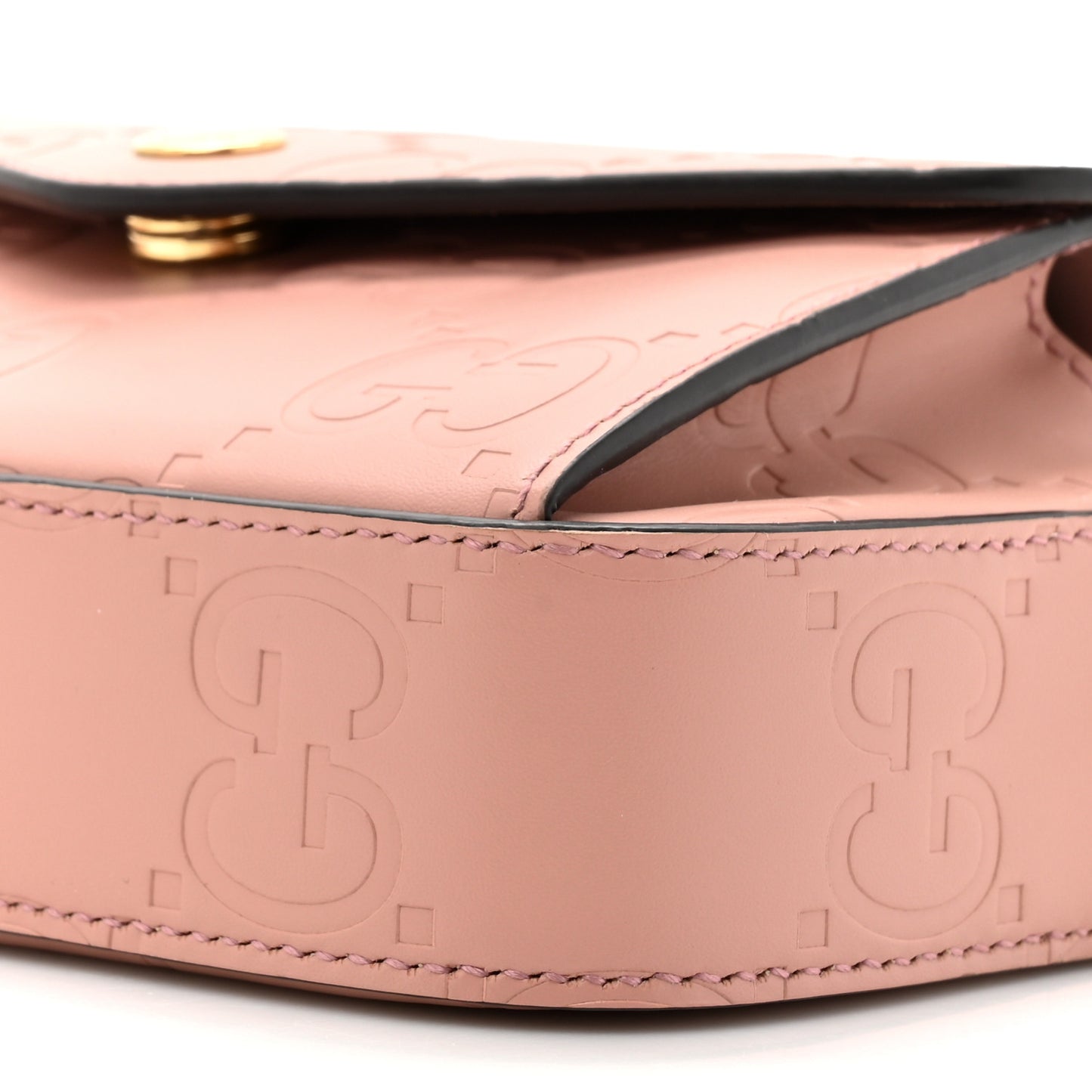 Calfskin GG Super Mini Debossed Chain Wallet Dust Carmine
