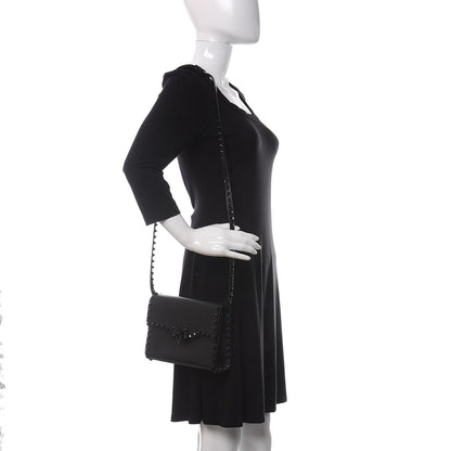 Valentino Garavani Vitello Monochrome Medium Rockstud Flip Lock Crossbody Bag Black 2 of 9