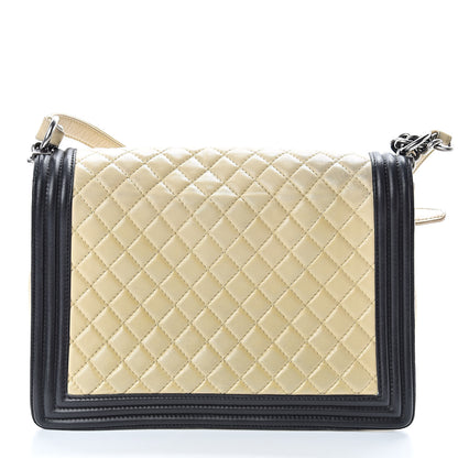 Chanel Lambskin Quilted Large Boy Flap Beige Black 14 of 21