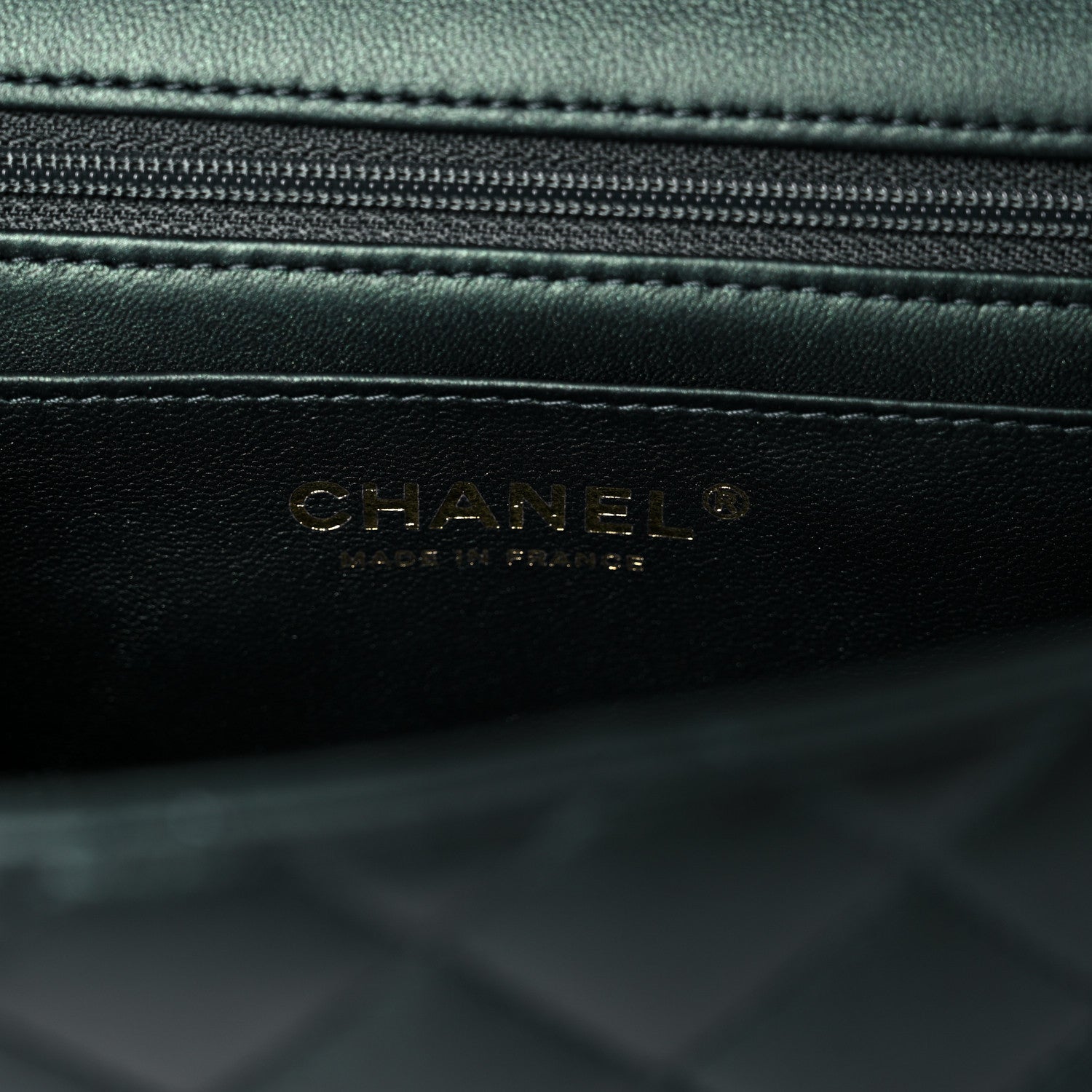 Chanel Iridescent Lambskin Quilted Mini Top Handle Rectangular Flap Dark Green 5 of 9