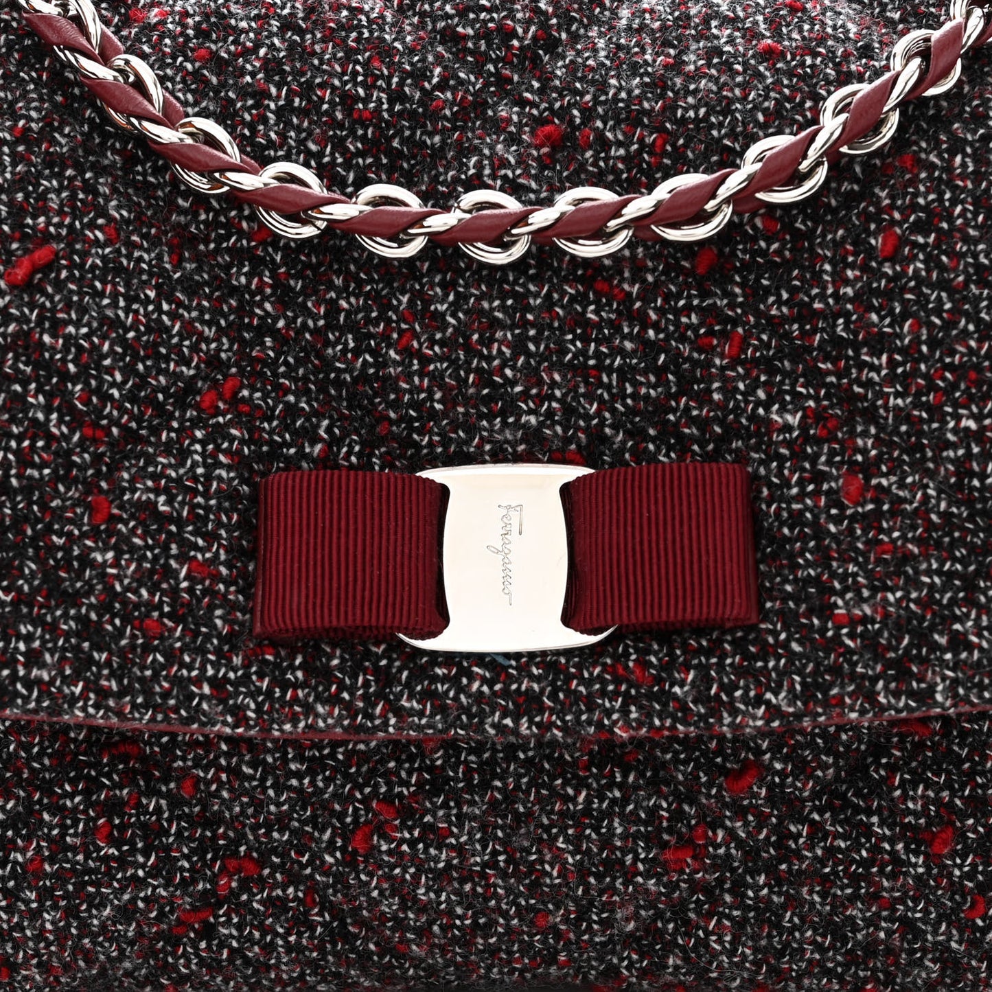 Tweed Quilted Gelly Bag Burgundy Multicolor