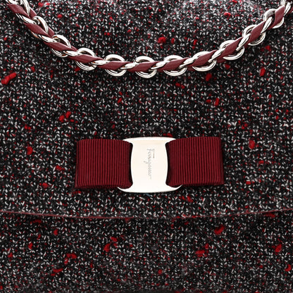 Salvatore Ferragamo Tweed Quilted Gelly Bag Burgundy Multicolor 8 of 11