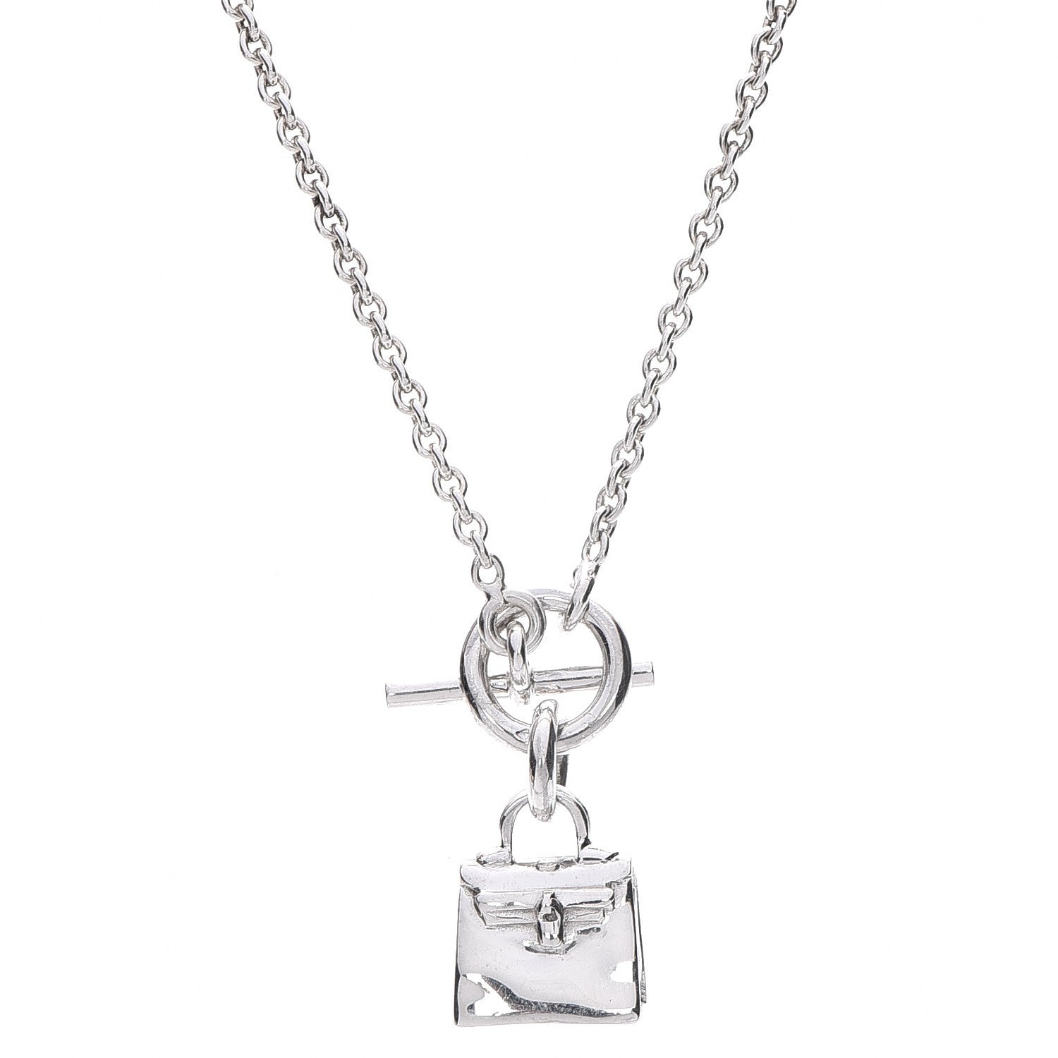 Hermes Sterling Silver Kelly Charm Pendant Necklace 4 of 8