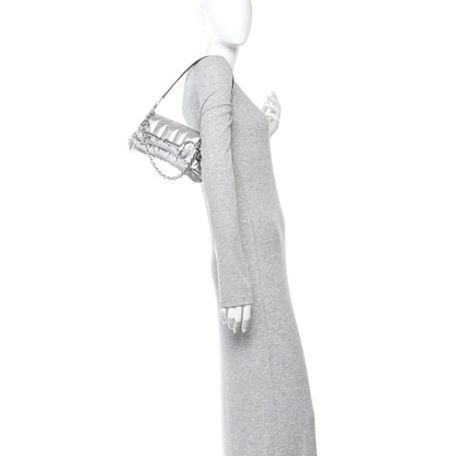 Gucci Metallic Nappa Vertical Matelasse Small Maxi Horsebit Chain Shoulder Bag Silver 2 of 9