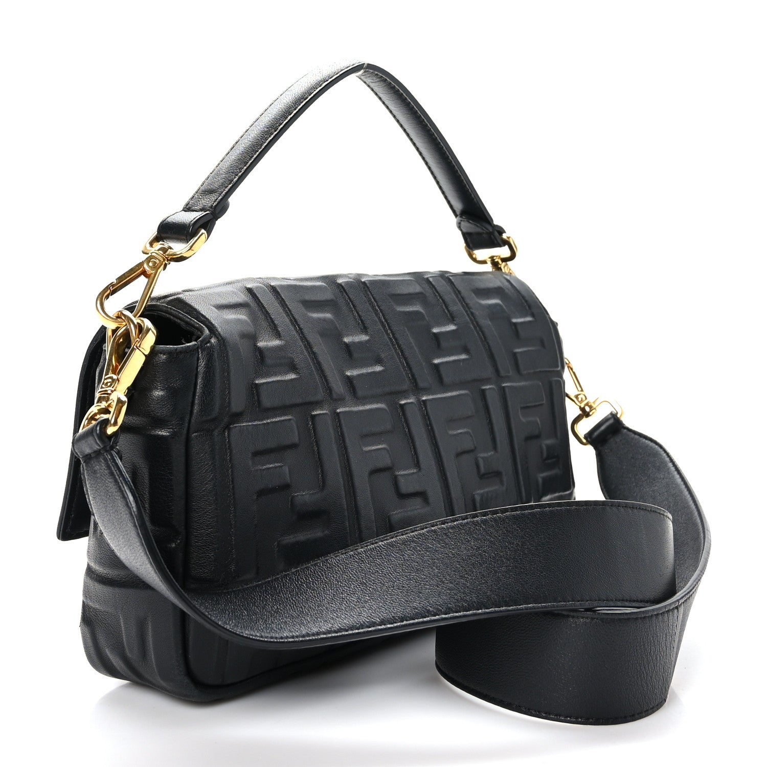 Fendi Nappa FF 1974 Embossed Baguette Black 3 of 8