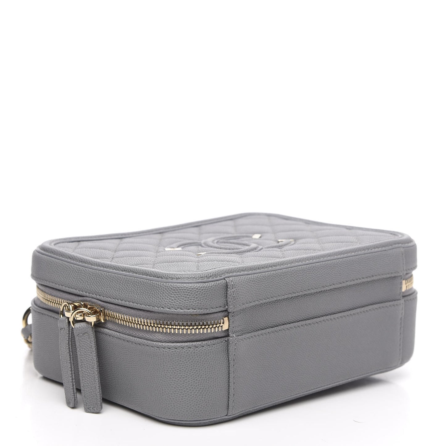 Caviar Quilted Medium CC Filigree Vanity Case Grey