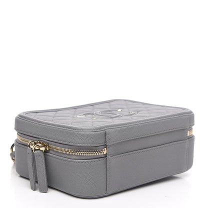 Chanel Caviar Quilted Medium CC Filigree Vanity Case Grey 3 of 9