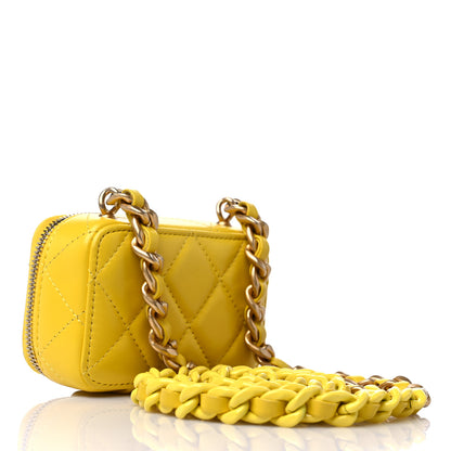 Chanel Lambskin Quilted Mini Lacquered Chain Clutch Yellow 4 of 10