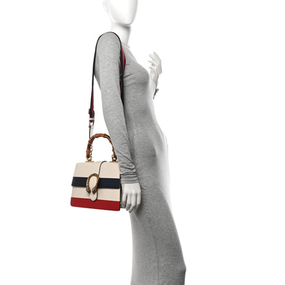 Gucci Calfskin Bamboo Web Medium Dionysus Top Handle Bag White Blue Hibiscus Red 2 of 20