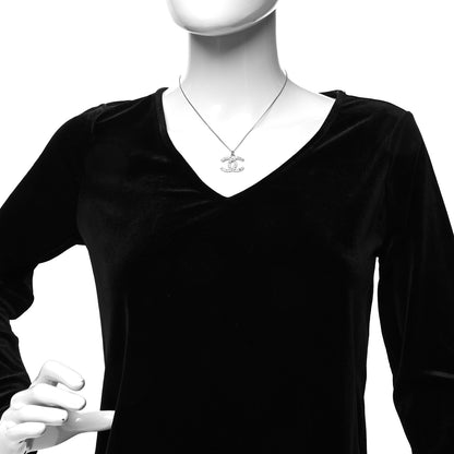 Chanel Baguette Crystal CC Necklace Silver 2 of 5