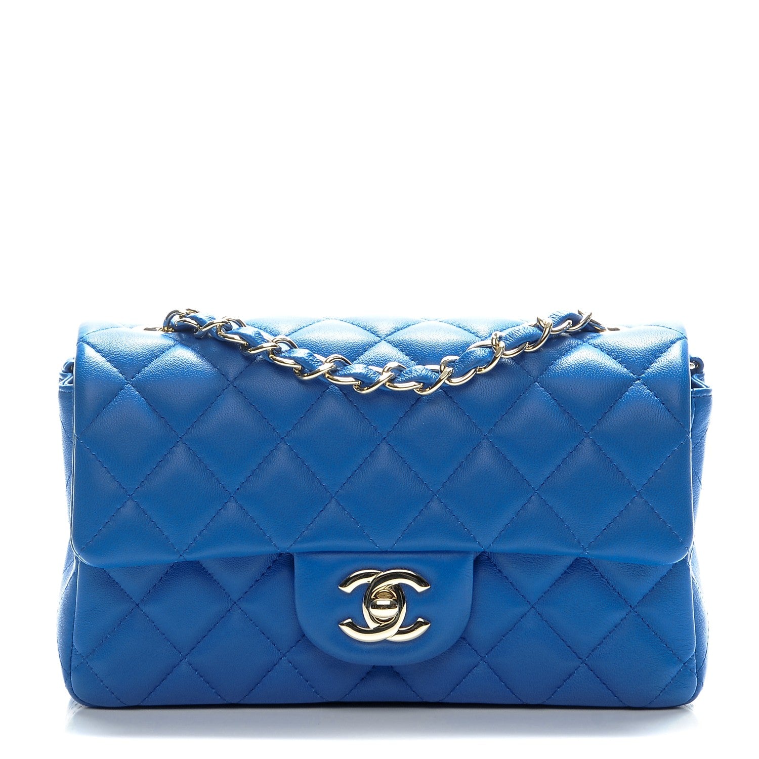 Chanel Lambskin Quilted Mini Rectangular Flap Blue 1 of 7
