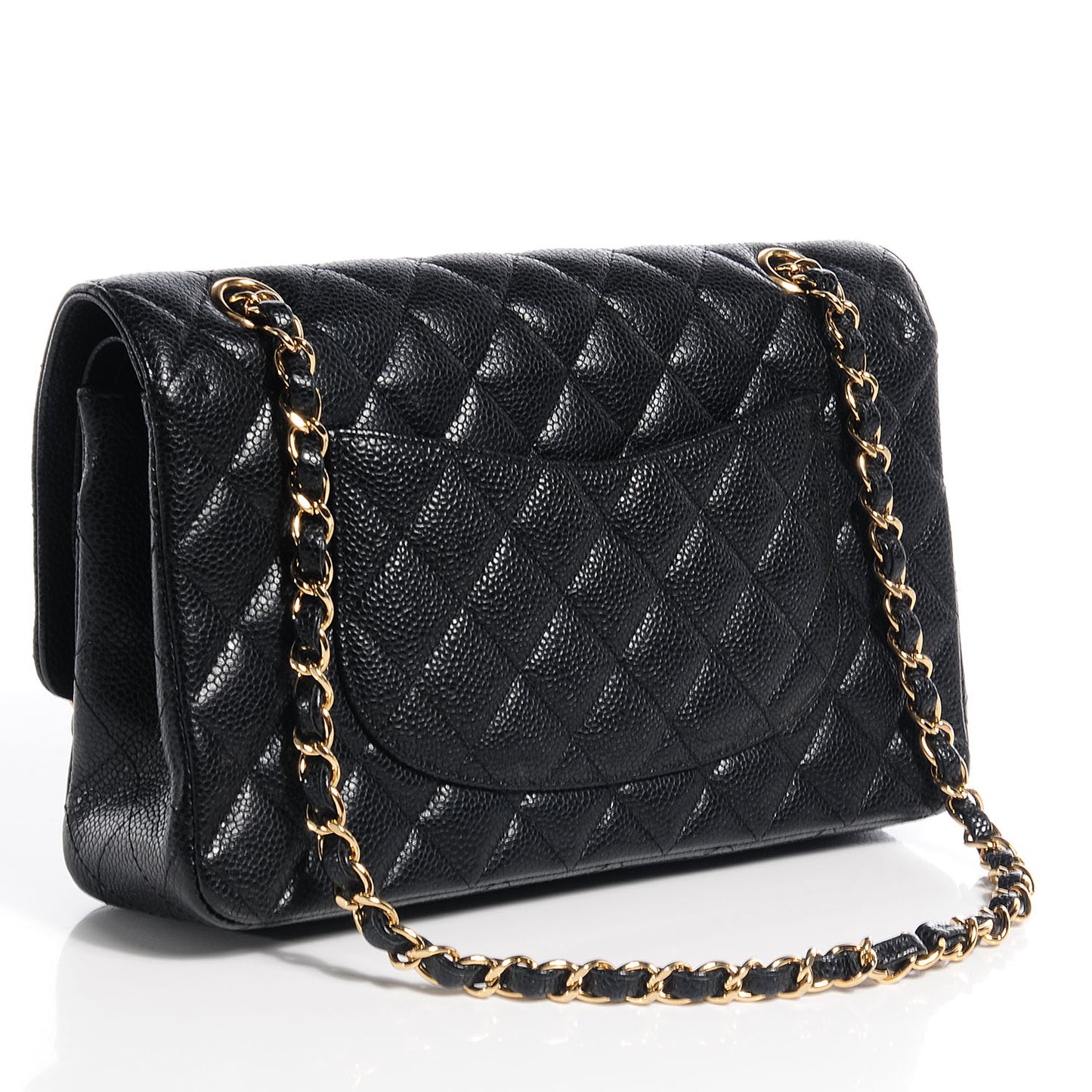 Caviar Quilted Medium Double Flap Black