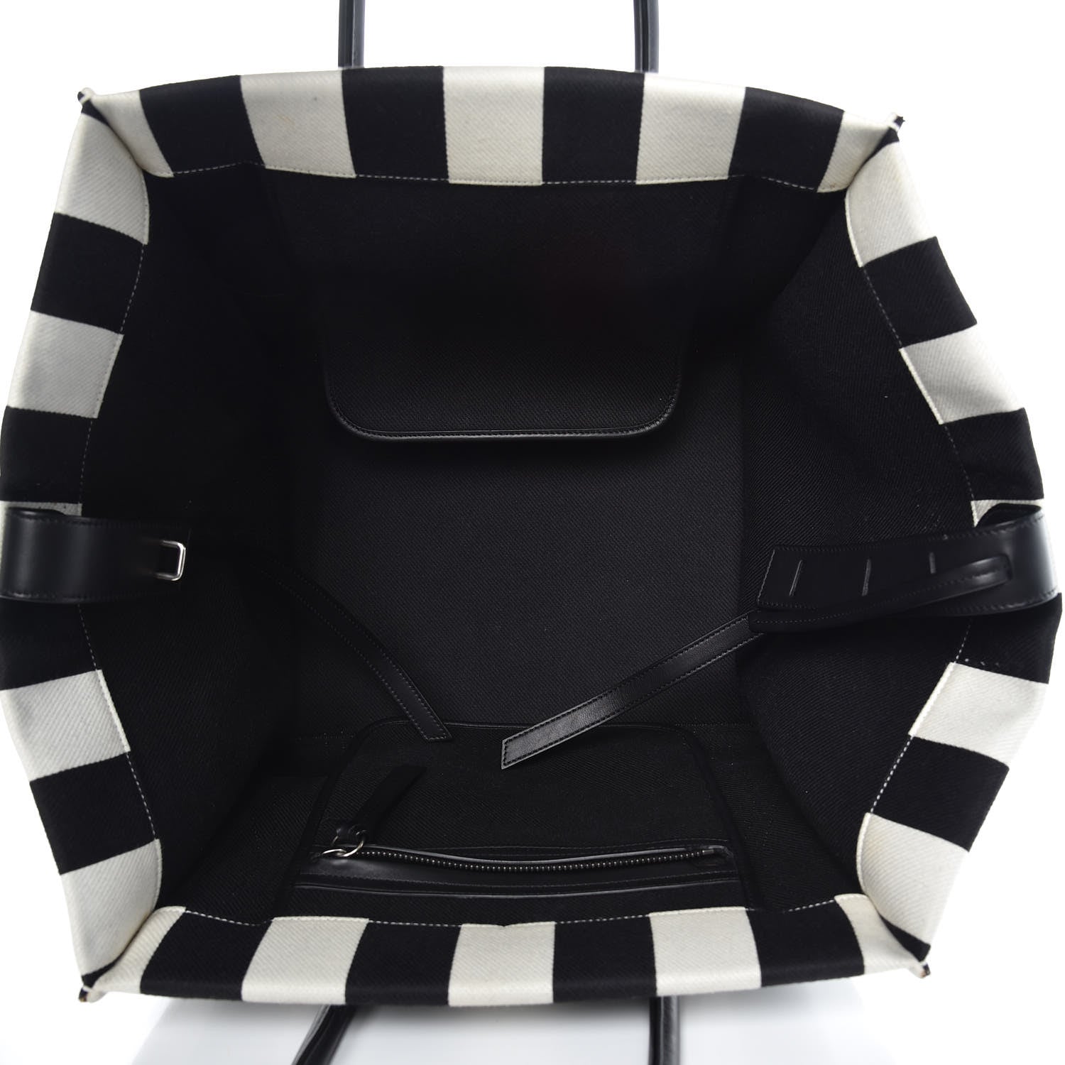 Celine Cotton Canvas Striped Medium Phantom Luggage White Black 5 of 19