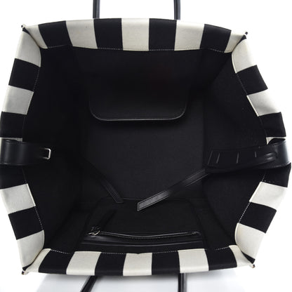 Celine Cotton Canvas Striped Medium Phantom Luggage White Black 5 of 19